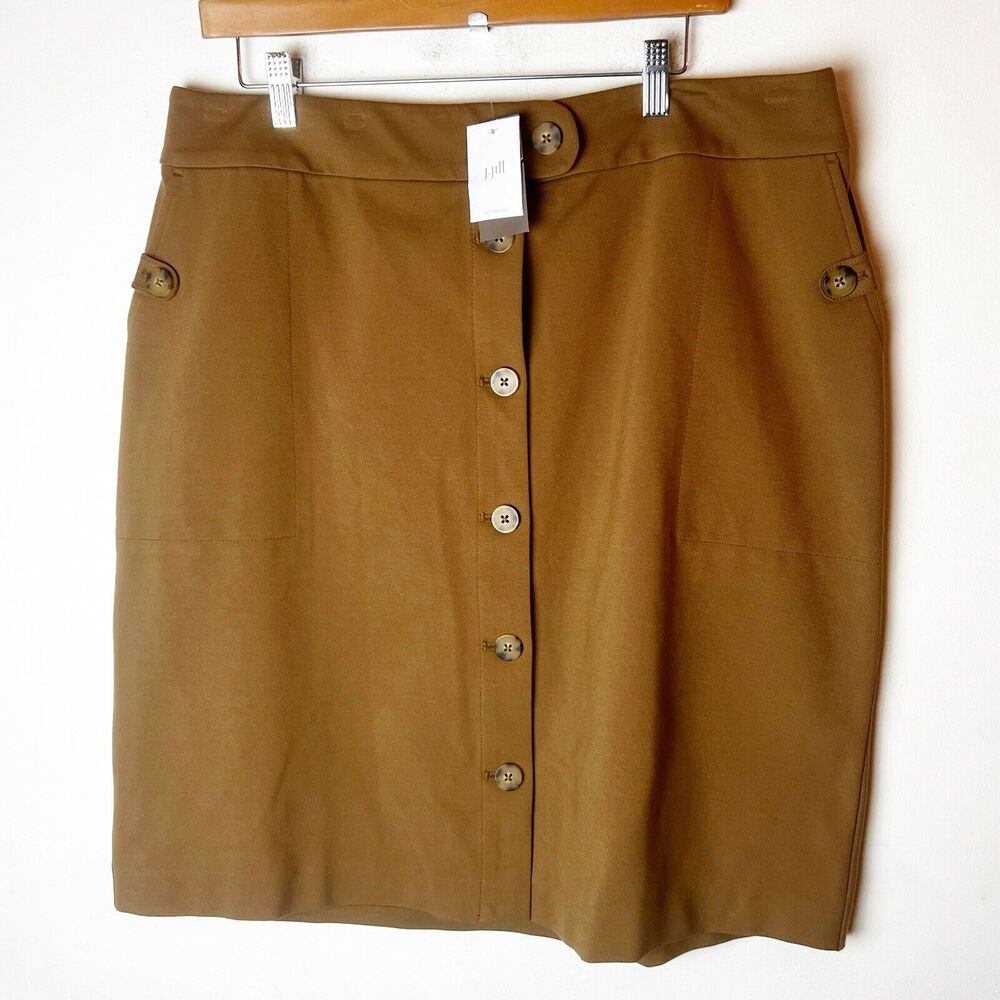 NWT SZ LT (LRG Tall) J. Jill Skirt Acorn Brown Short Ponte Knit Comfort Stretch
